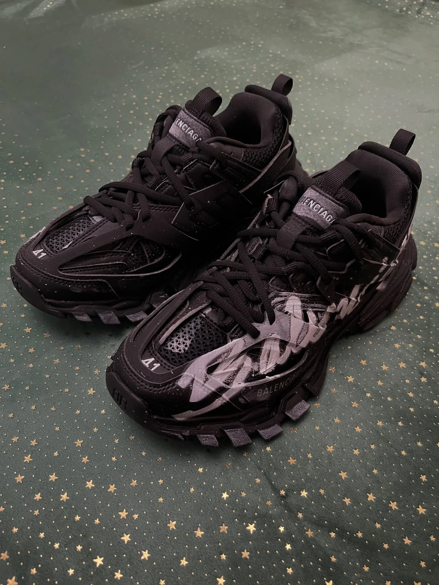 Balenciaga Track Signature Black Distressed Finish, imaginea 4