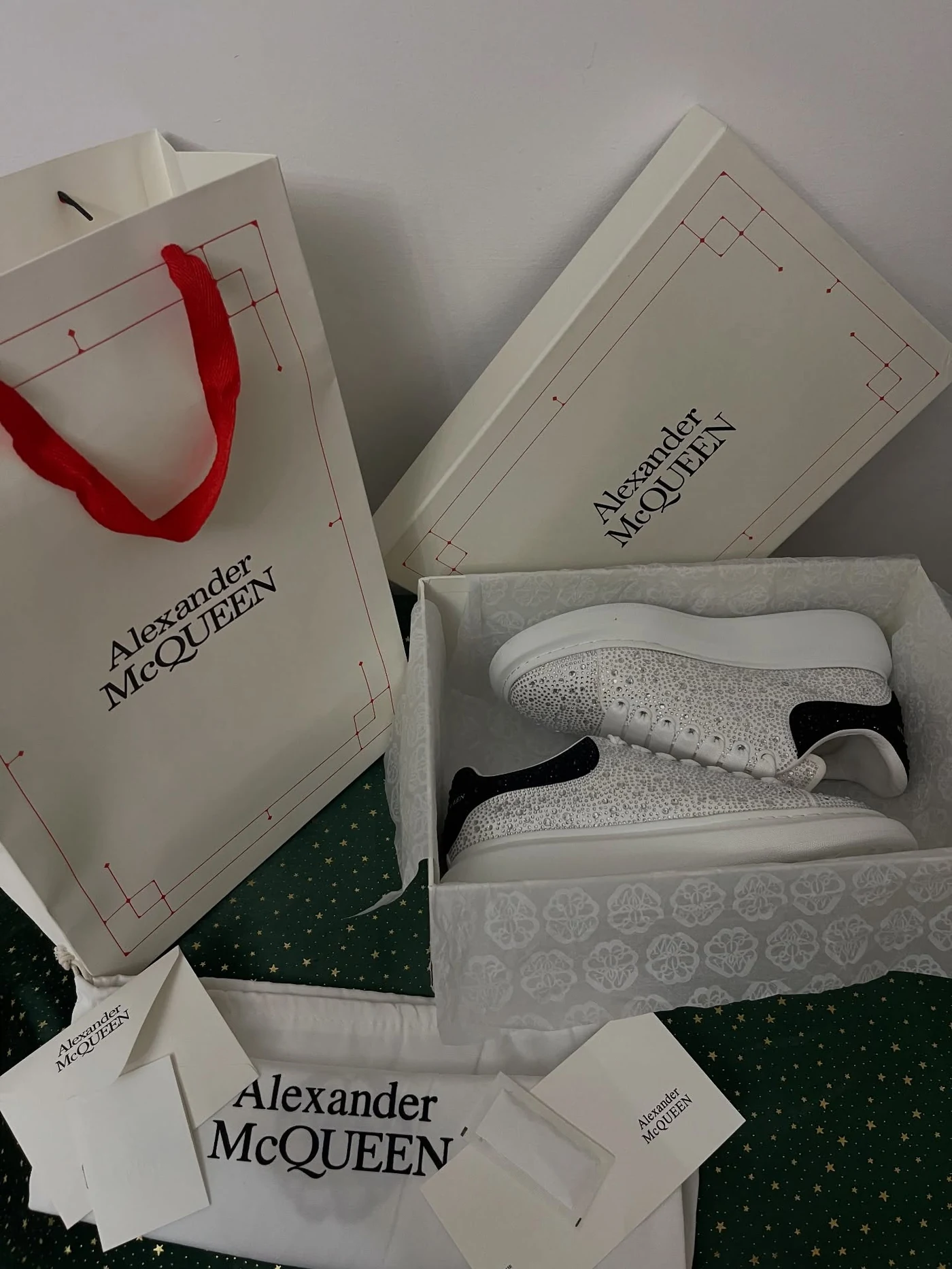 McQueen Crystal Embellished White Black, imaginea 9