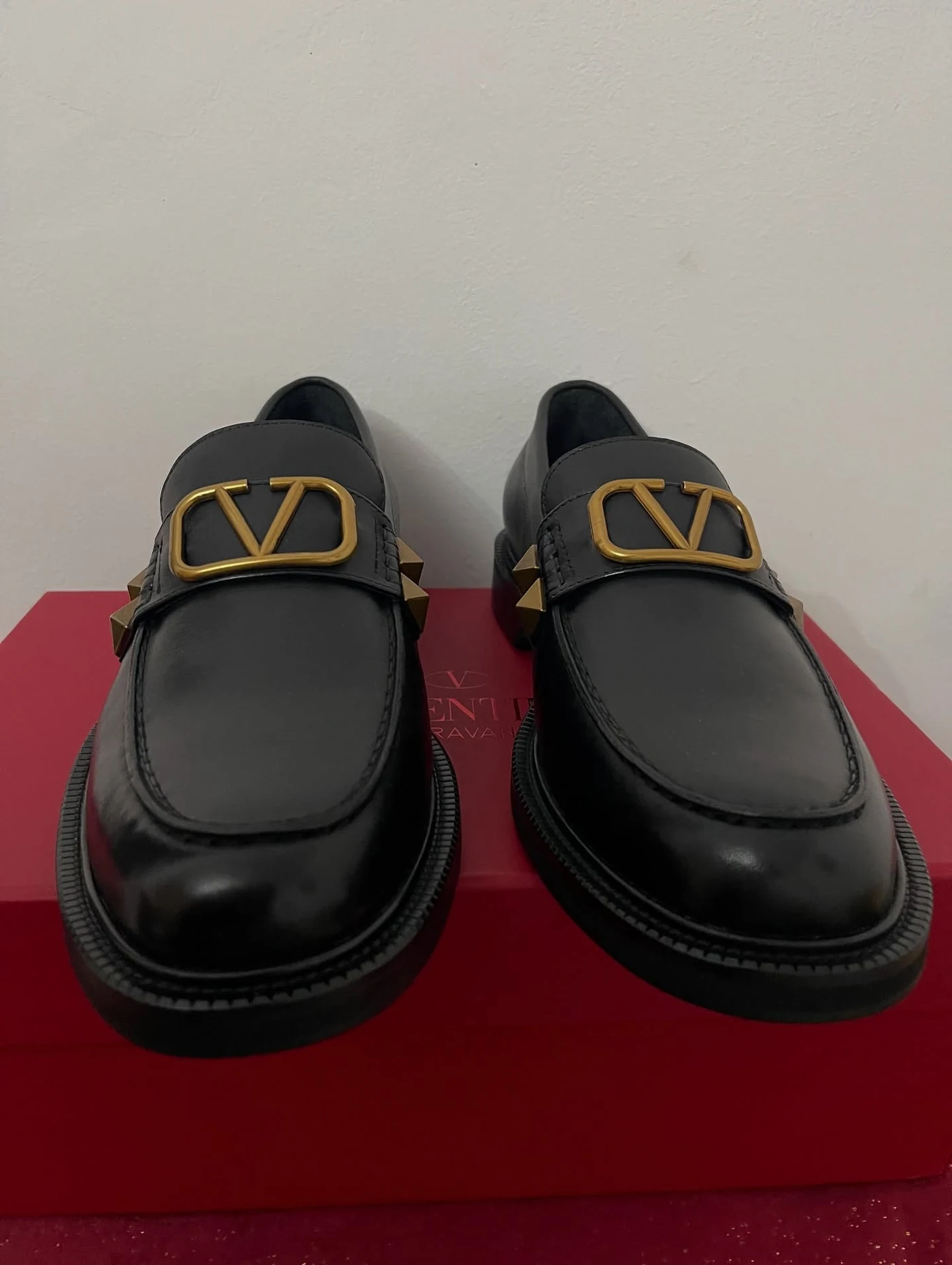 Valentino Garavani Black Stud Sign Loafers, imaginea 10