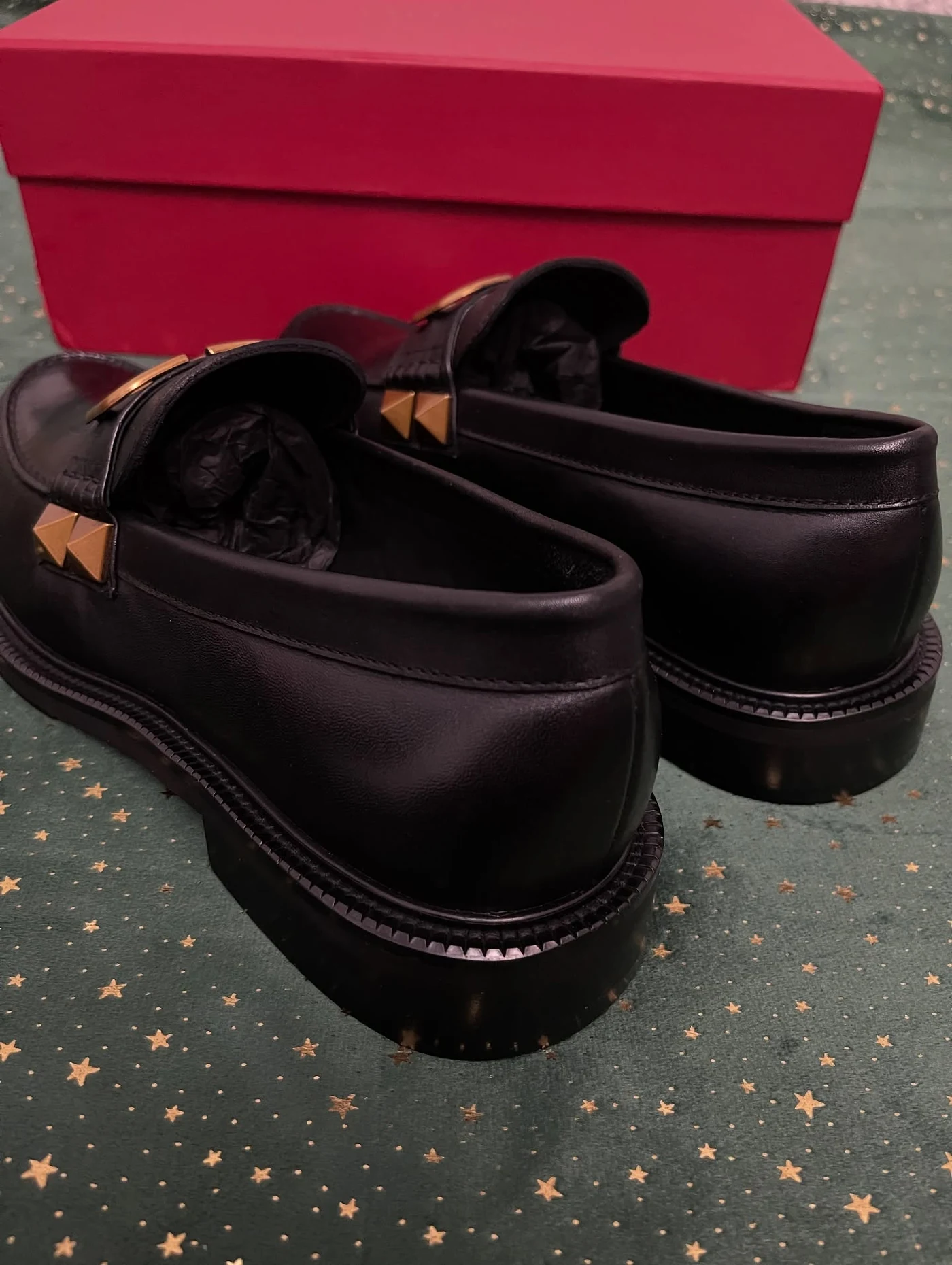 Valentino Garavani Black Stud Sign Loafers, imaginea 5