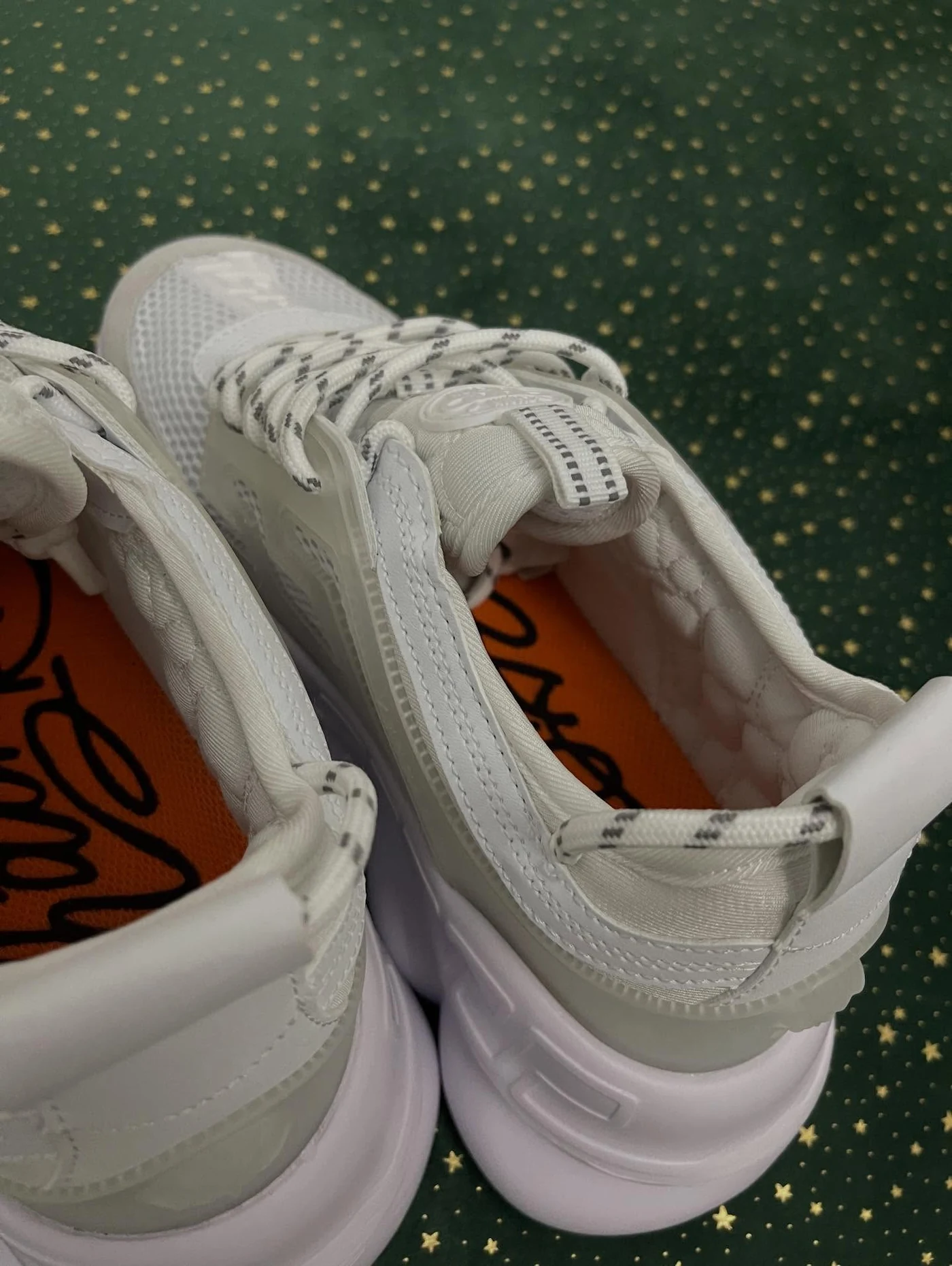 Versace Chain Reaction White Cream Mesh Rubber Suede, imaginea 5